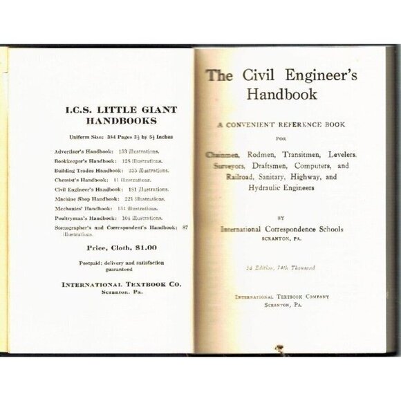 I. C. S. Handbook CIVIL Engineer's International Correspondence School Hardcover - Picture 1 of 1